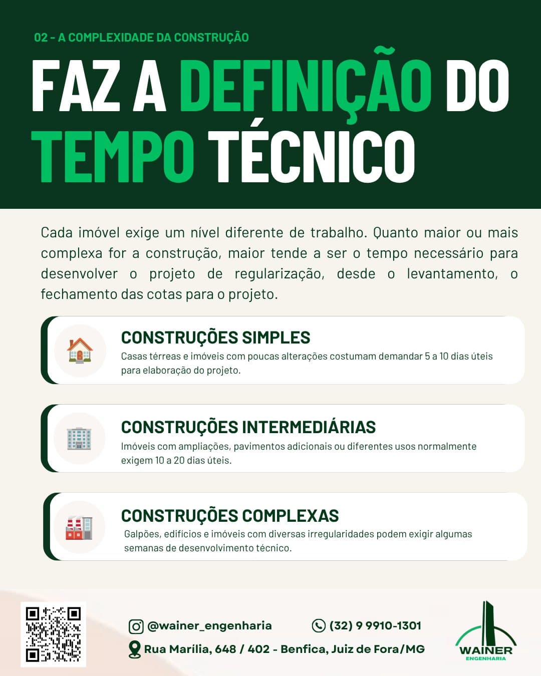 A complexidade da construção define o tempo técnico do projeto: construções simples, como casas térreas, levam de 5 a 10 dias úteis; construções intermediárias, com ampliações ou pavimentos adicionais, de 10 a 20 dias úteis; construções complexas, como galpões e edifícios, podem exigir algumas semanas.